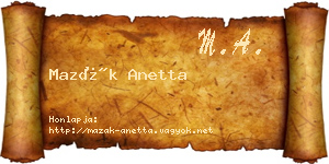 Mazák Anetta névjegykártya